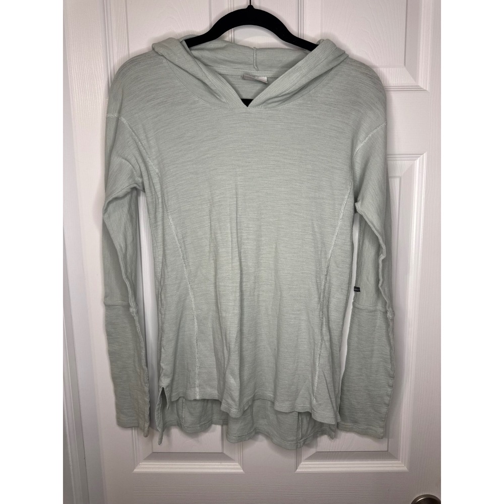 Columbia Women Sage Green Waffle Knit Hoodie Lightweight Thermal Top Small